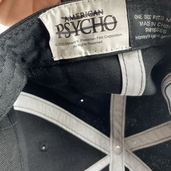 American Psycho Hat Adult OSFM Snapback Black Adjustable Horror Movie NWOT - Picture 8 of 9